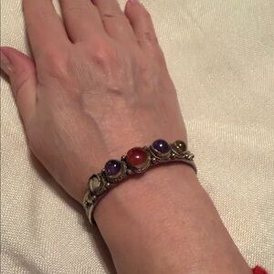 Multi-Stone Silver Bracelet-needs one cabachon